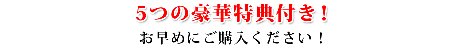 5つの豪華特典ボーナス付き！お早めにご購入ください！