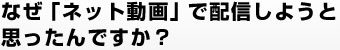 なぜ「ネット動画」で配信しようと思ったんですか？