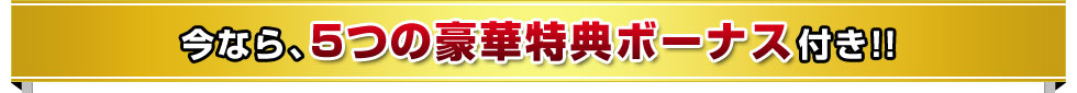 今なら、5つの豪華特典ボーナス付き！！